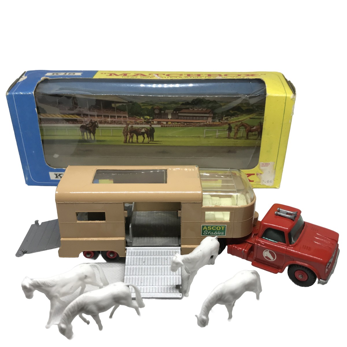 Lesney Matchbox King Size Articulated Horse Van K-18 1969 Red/Tan