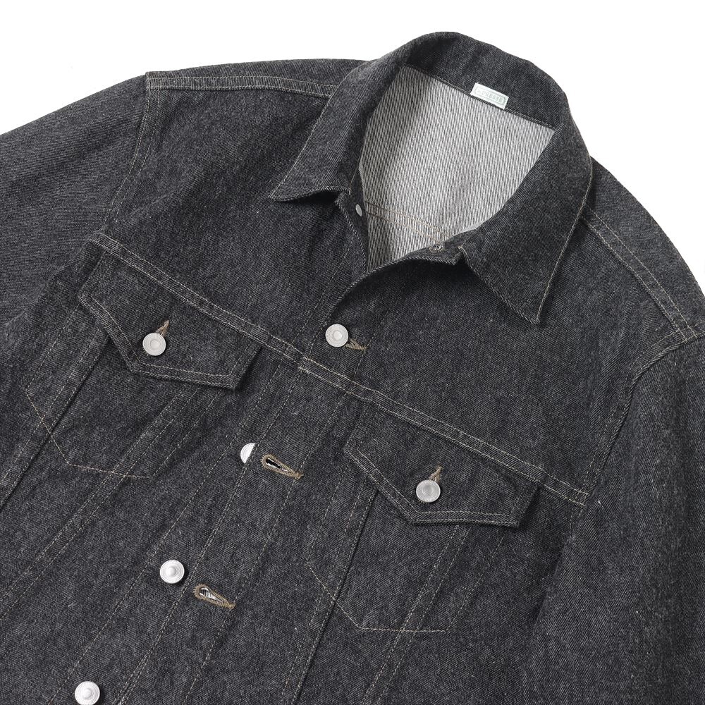 ジャケット・アウター A.PRESSE Black Denim Trucker Jacket ASK availability First) A.PRESSE Black Denim Trucker Jacket