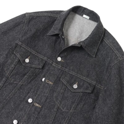 ASK availability First) A.PRESSE Black Denim Trucker Jacket