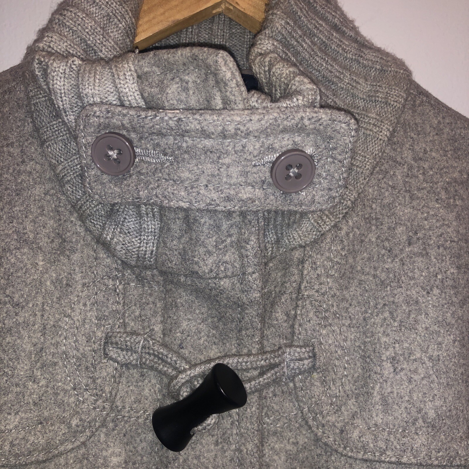 GAP Gray Wool Blend Zip Up Toggle Button Duffel C… - image 4