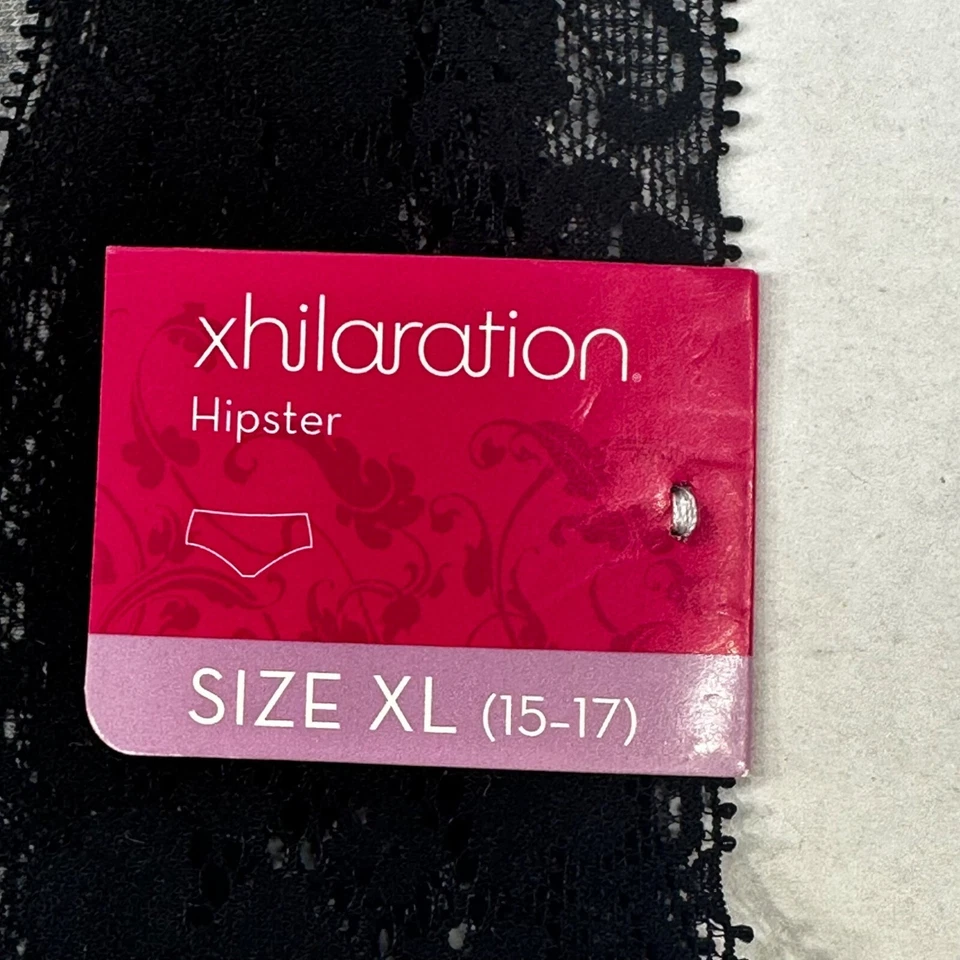 Xhilaration Women's Size XL 15-17 Panty Hipster Lace Waistband Gray Black New - Image 4 of 4