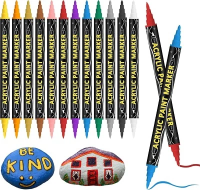 MARKENLOS 12 Farbe Acrylstifte für Steine Wasserfest Permanent Marker Stifte für Holz