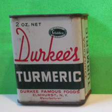 Vintage NOS Metal Spice Tin DURKEE'S TURMERIC ELMHURST NEW YORK MORE LISTED HERE