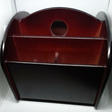 Revolving Caddy TV Remote Control Organizer Wooden Storage Holder