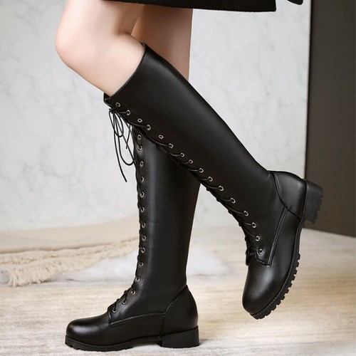 plus size knee high lace up boots