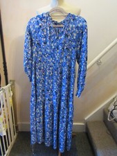 Women's M & S Collection Blue Floral Long Sleeve Dress UK Size 10