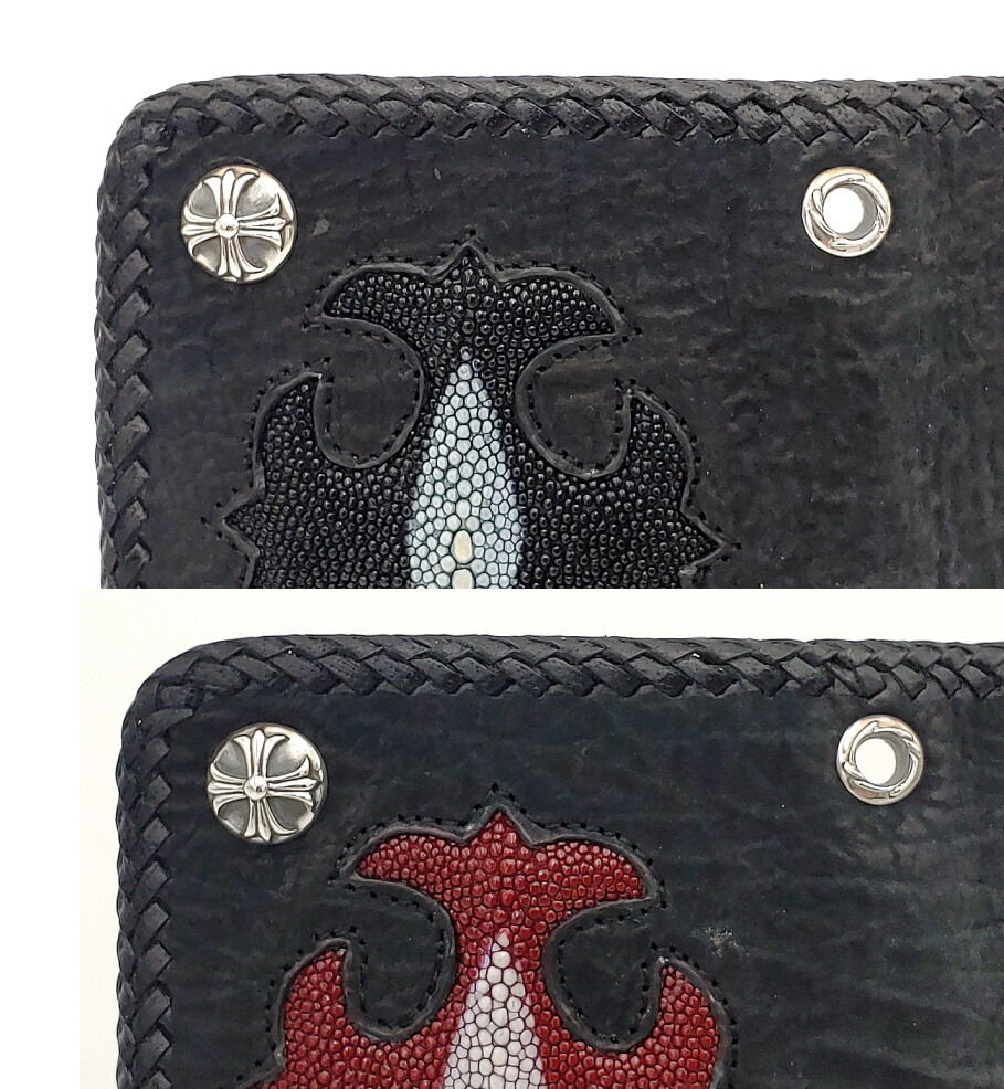 GENUINE LEATHER LONG WALLET STERLING SILVER CROSS CONCHO