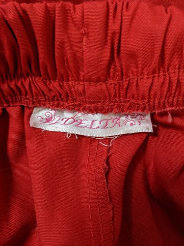 Delia Scrub Bottoms Womens XL Red Elastic Drawstring Waist Cargo Pocket 30" L - Picture 9 of 10