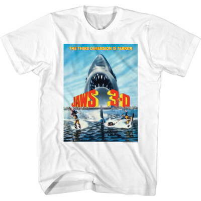 Jaws 3-D Thriller Movie Third Dimension Terror Full Color Poster Men's T Shirt