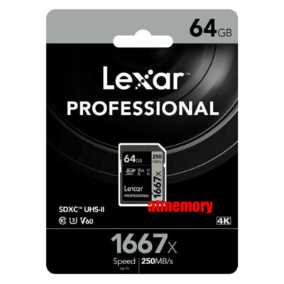Lexar Professional 64GB SD SDXC 1667x Memory Card UHS-II 250MB/s 4K V60 US