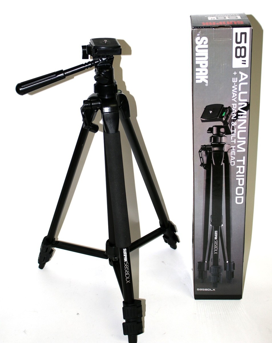 Sunpak 58” Aluminum Medium Duty Video Tripod, 5858DLX +3-Way Pan