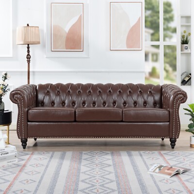 Fine PU Leather Tufted Chesterfield 3 Seater Sofa or Single Arm Sofa Optional