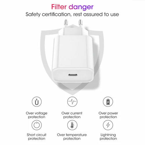 Chargeur Rapide 20w USB-C + Câble USB-C Blanc pour iPhone 15 Pro Max 12-16 pro - Zdjęcie 8 z 8