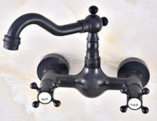Oil Rubbed Bronze Wall Mount Bathroom Sink Faucet Swivel Spout Mixer Tap anf463