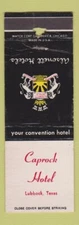 Matchbook Cover - Caprock Hotel Lubbock TX WORN