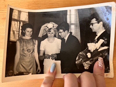 1970s Wedding Bride Groom Beautiful woman Vintage photo