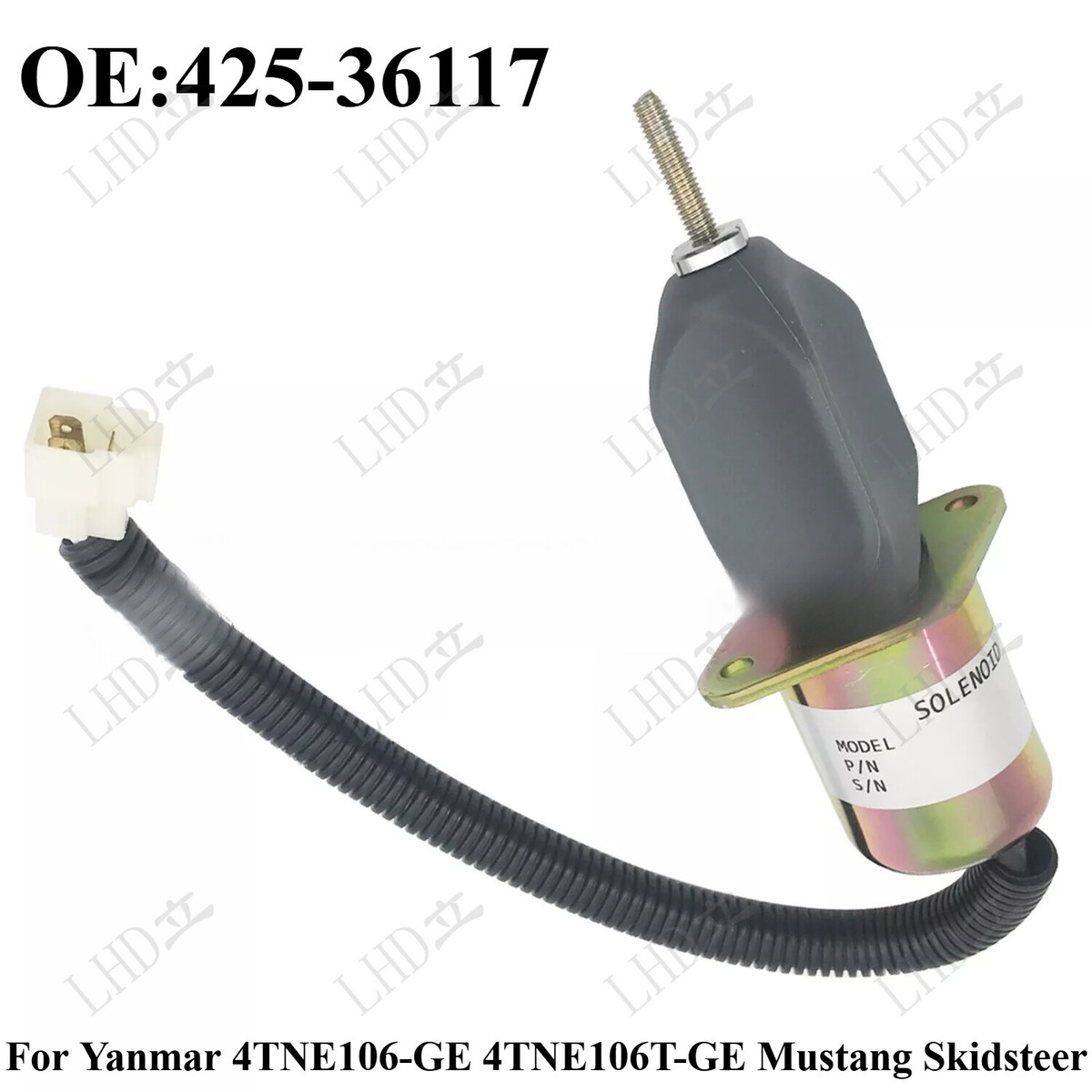 Shut Solenoid 425-36117 For Yanmar 4TNE106-GE 4TNE106T-GE Mustang