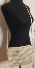 Vintage 1950s Whiting and Davis Ivory Mesh Handbag Crossbody Purse