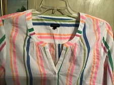 Talbots multi stripedcotton tunic blouse M NWOT