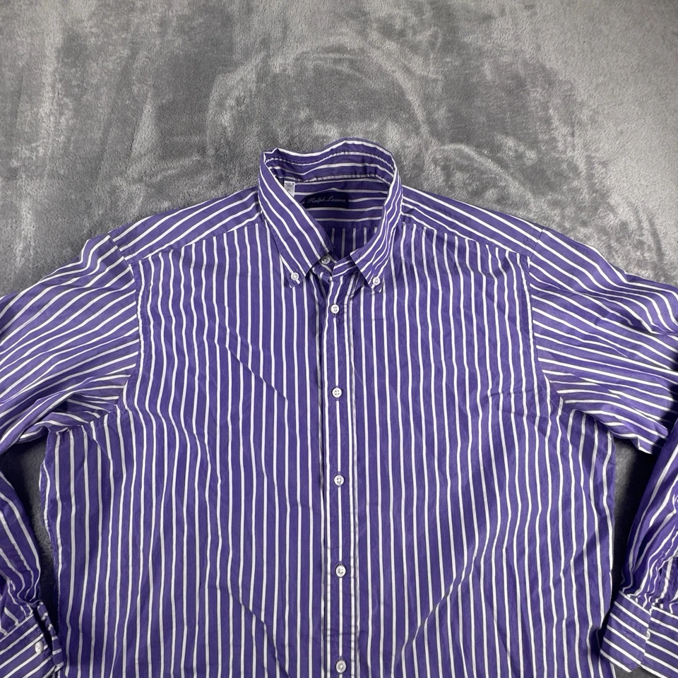 Camisa de vestir Ralph Lauren etiqueta púrpura para hombre XL rayas moradas diseñador negocios Foto 2 de 4
