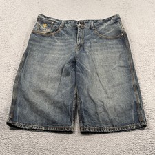 Rocawear Shorts Mens 40 Blue Denim Jean Baggy HipHop Streetwear Big Logo