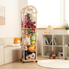 Large Stuffed Animal Storage Organizer, 61" High Premium Wooden Cute Zoo Toy Hol