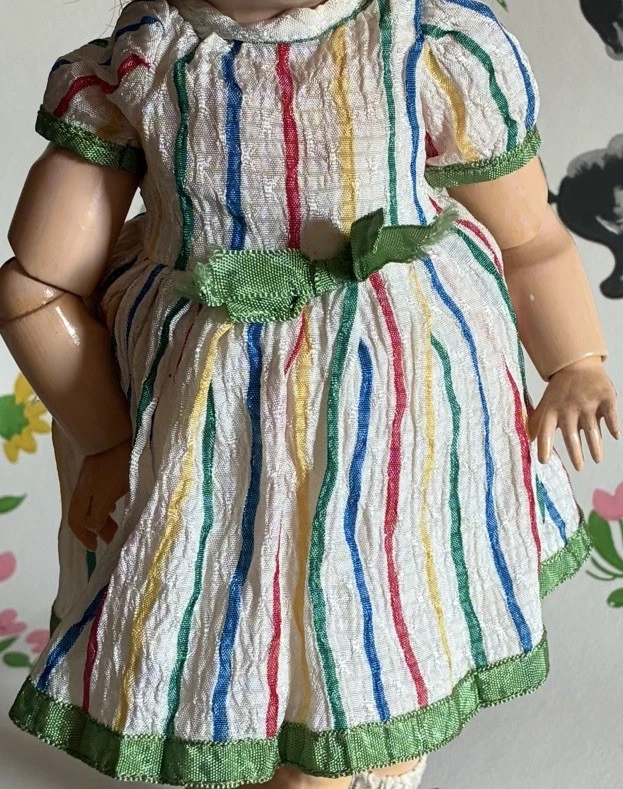 Robe  Authentique GAUTIER LANGEREAU pour la poupée Bleuette MILLE RAIES de  1939 - Photo 2/4