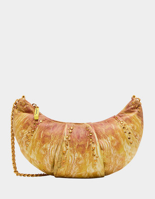 Betsey Johnson Kitsch Rise + Shine Shoulder Bag Tan Croissant  NWT