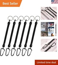 Durable Black Fishing Lanyards 6-Pack 6.89-Inch Tethers with Secure Buckles