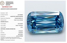 5.02 Cushion Modified Lab Grown Diamond For Ring IGI Fancy Vivid Blue VS 2