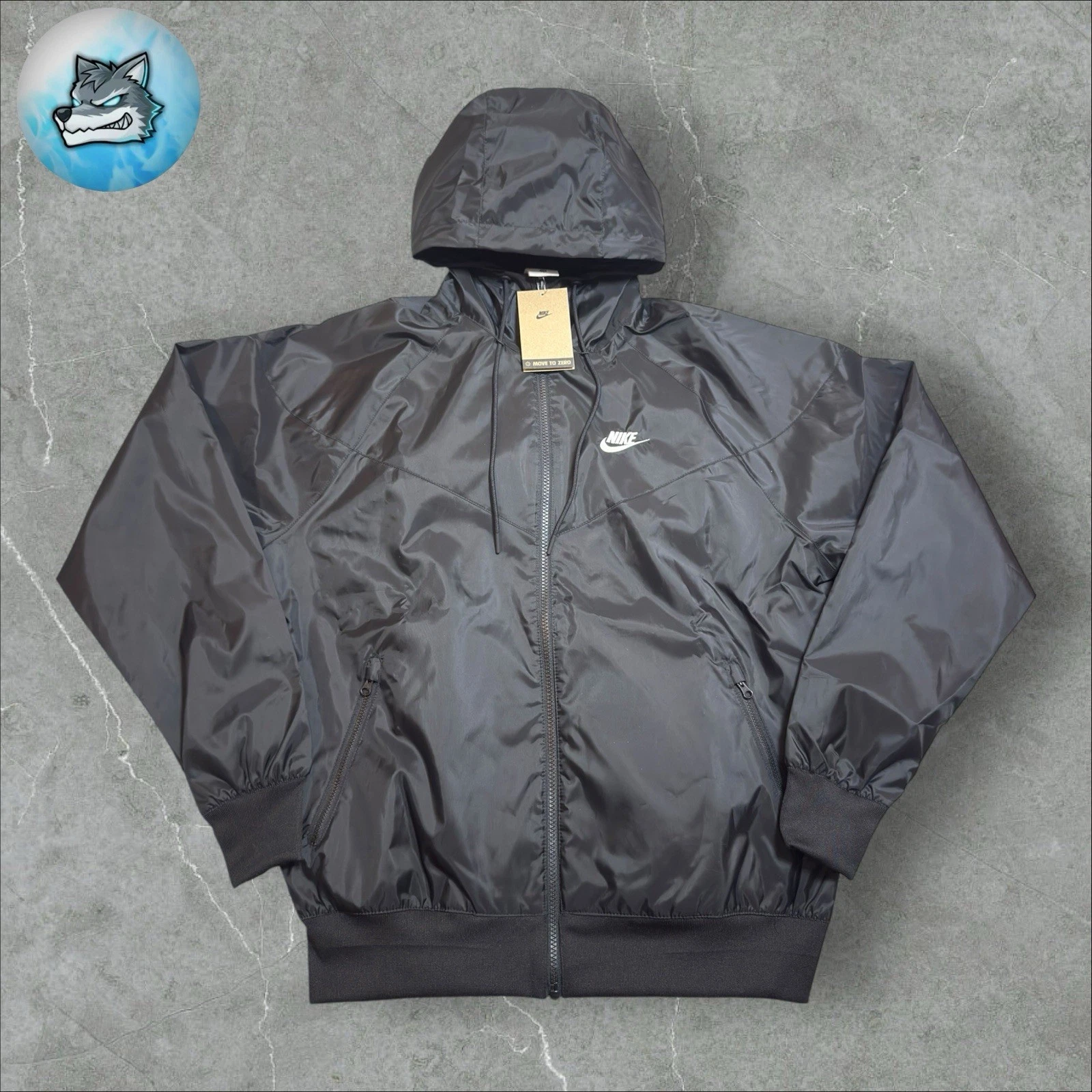 Nike Mens Small Sportswear Jacket Windrunner Black Jacket Hoodie Full Zip $100