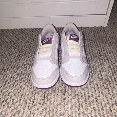 Nike Dunk Low GS FB9109-104 White Purple Pink Leather Sneakers 5Y Kids
