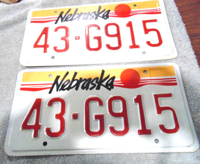 Nebraska License Plates, Set of (2), 1990, 43-G915, Colfax, Schuyler, HOT, RAT