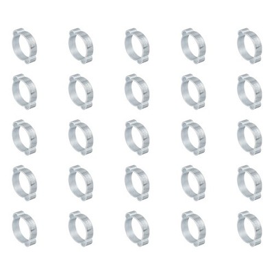 25 Pack 23-27mm Double Ear Hose Clamp, Galvanized Steel O Clip Crimp Rings