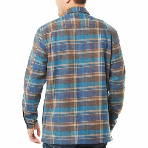 Weatherproof Men's S Flannel Plaid Fleece Blue Brown Button Down Barn Jacket image 2