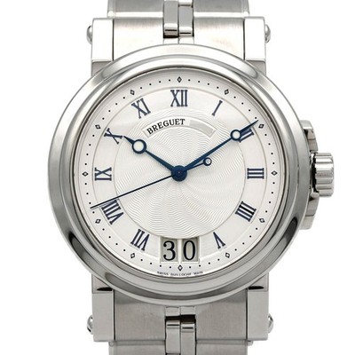 Authentic Breguet Marine II Large Date 5817ST/12/SVO Stainless Steel Mechani...