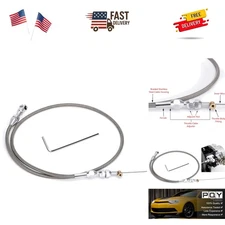 36" Stainless Braided LS Throttle Cable Kit Adjustable Accelerator Cable Comp...
