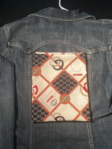Gucci Supreme Fabric Panel to Sew or Iron On Your Jacket, Iron On Patch Provided - product listing photo