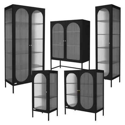 Vitrina de salón negra elegante armario de acero con estantes de almacenamiento - Imagen 1 de 4