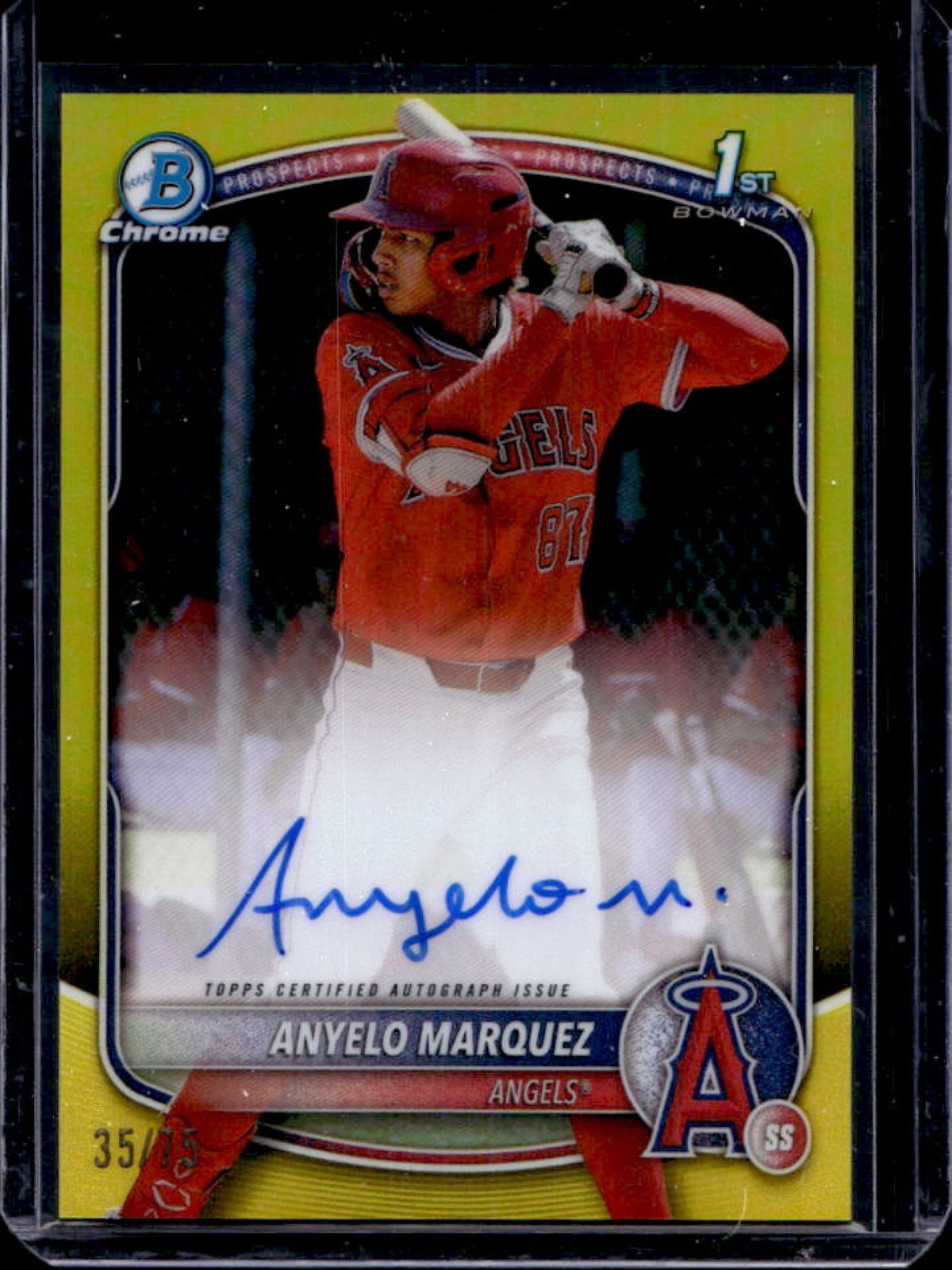 2025 Bowman Chrome Anyelo Marquez Auto Yellow Refractor 1st #35/75
