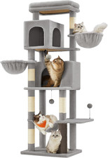 Cat Tree, 69-Inch Tall Cat Tower, Multi-Level Plush Condo with 2 Caves, 2 Basket