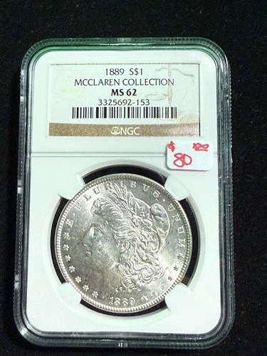 1889 MORGAN SILVER DOLLAR MCCLAREN COLLECTION NGC MS 62 153