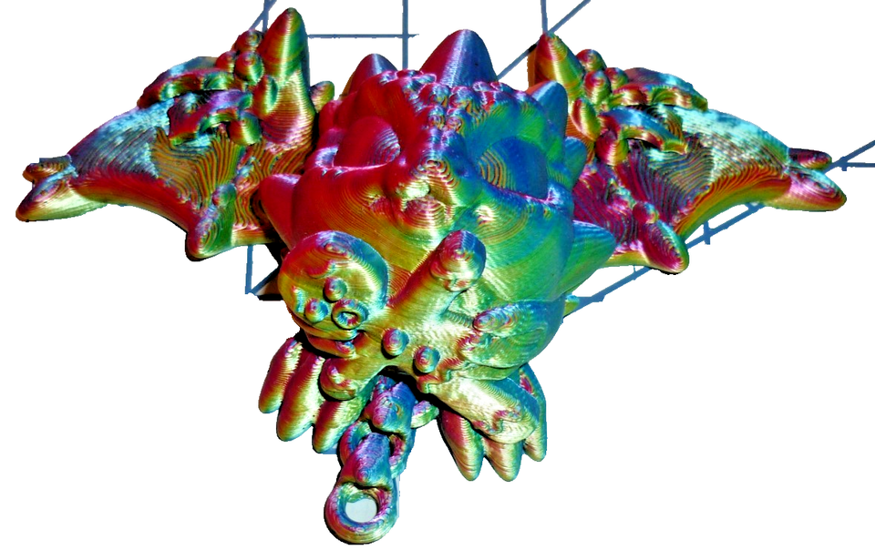 3D Printed Articulated Crystal Bat Fidget Toy Keychain Silk Rainbow Tri ...