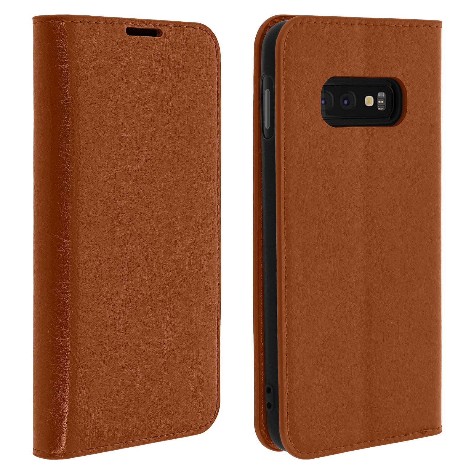 Coque premium en cuir pour Samsung Galaxy S10e aux finitions couleur chameau