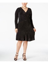 MICHAEL KORS Womens Black Long Sleeve Above The Knee Sheath Dress Plus 0X