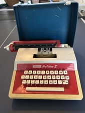 Sears Holiday II Manual Portable Typewriter Red and White Vintage with Case thumbnail
