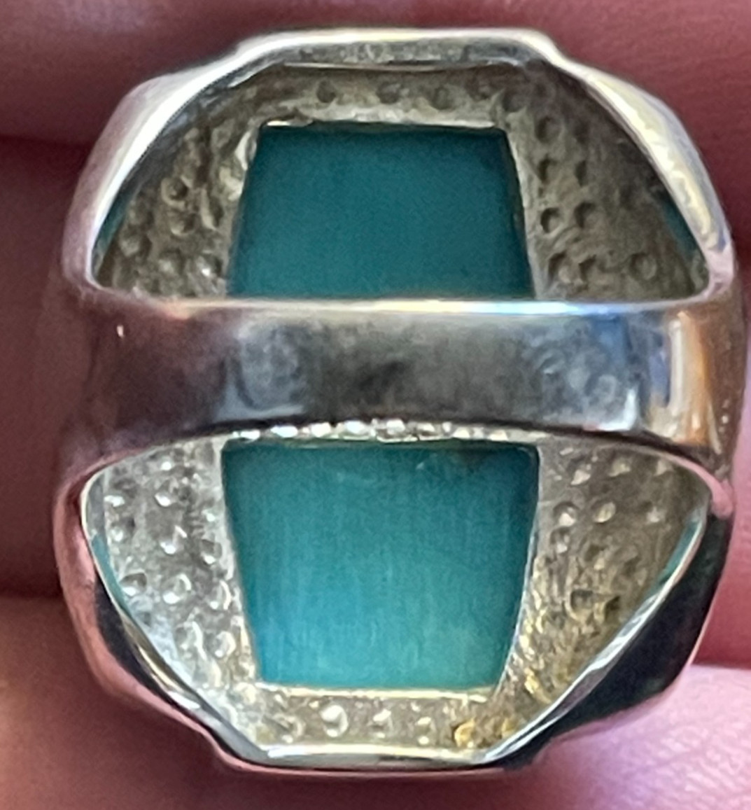 Signed Sterling Silver 925 Rectangular Turquoise … - image 7