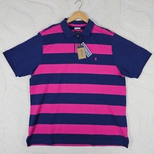 Joules Filbert Polo Shirt BNWT Men's Size XXL Pink and Navy Striped Classic Fit