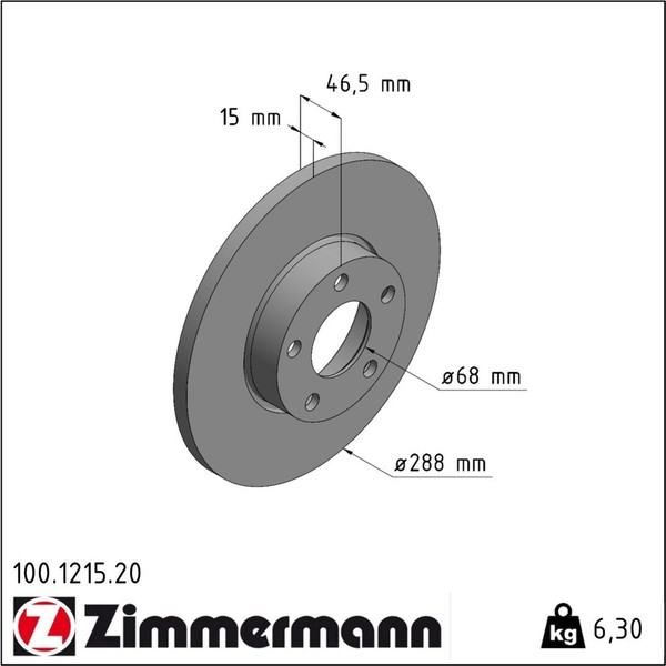 2X Zimmermann 100.1215.20 Bremsscheibe FüR Audi A6 C4 100 C4 A4 B5 4A2 4A5 8D2-image