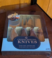 Chinese Serving Knives Wooden Handles 4 PC for Charcuterie